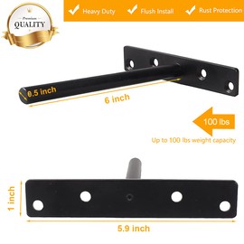 Heavy Duty Floating Shelf Bracket (Set of 6) – Solid Steel Blind Shelf Supports - Hidden Brackets for Floating Wood Shelves - Ideal for Cedar Wood Blocks & Mantels（Large Size）