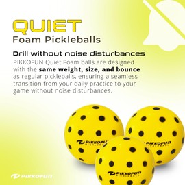 Silent Pickleball Balls - Quiet Foam Pickleballs for Indoor and Outdoor Practice - Includes 3 Balls and Tube - 3 Pack Yellow Soft Pickleballs