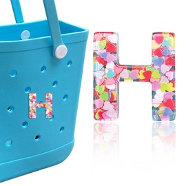 HLUWA - Dijes de letras para bolsas Bogg y Simply Southern - Accesorios de letras con lentejuelas del alfabeto, letras decorativas para bolso, bolso de playa, resinoso, No es una piedra preciosa