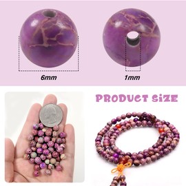 TOAOB Pack of 100 6 mm Natural Gemstone Purple Jasper Sediment Beads Round Loose Beads with Hole for Jewellery Crafts Threading DIY Bracelet Necklaces Jewellery Making
