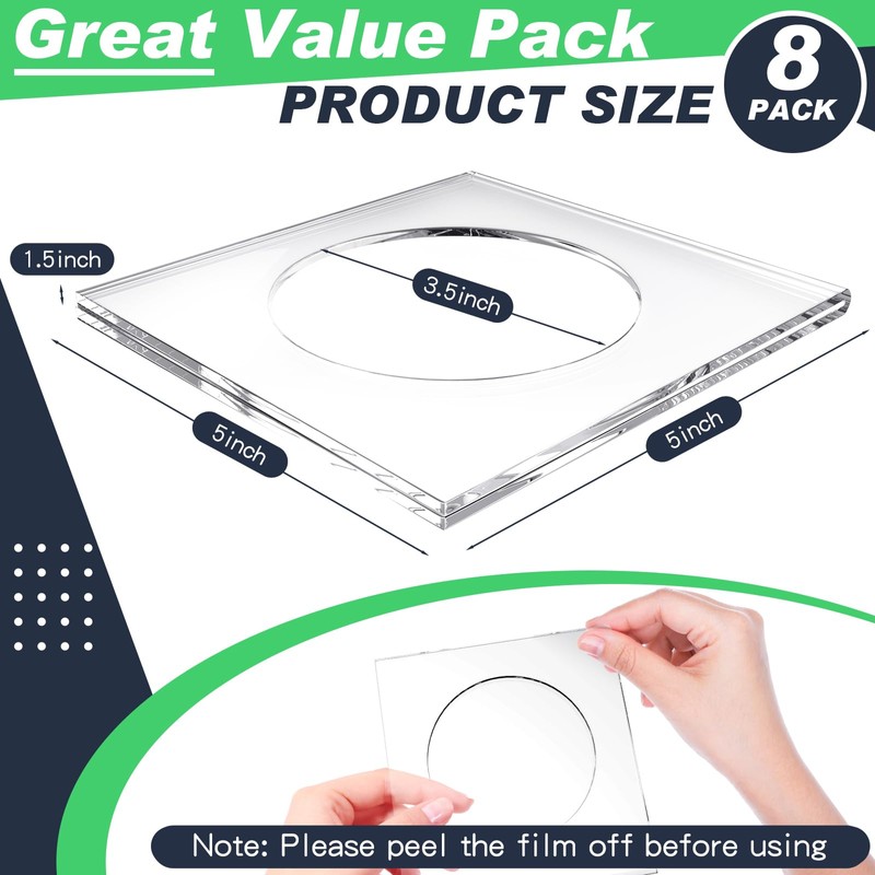 Weecent 8 Pack Acrylic Coasters DIY Cocktail Napkin Holder Clear