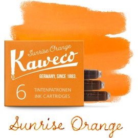 Kaweco - Cartuchos de tinta para pluma estilográfica, color naranja, paquete de 6 unidades, tinta premium con cartuchos estándar cortos en naranja, vegano, sin crueldad soluble en agua, caligrafía