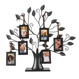 Duokon Family Tree Photo Frame, Modern Photo Display Tree, Family Photo Frame, Metal Family Photo Frame, Display Tree with Hanging Picture Frame, Main Decoration (Small)