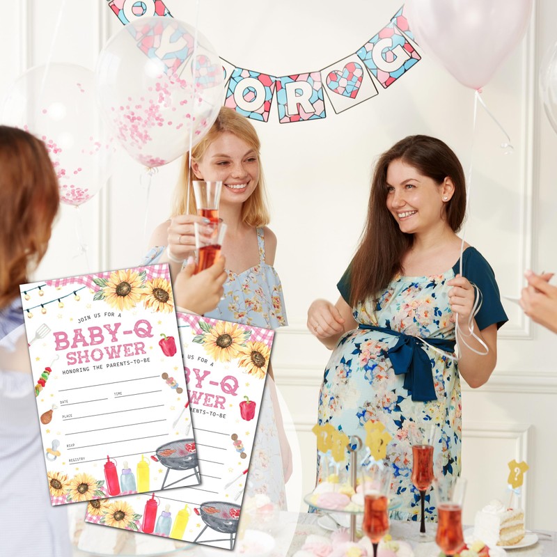 20 Pink Baby-Q Shower Invitations (103)