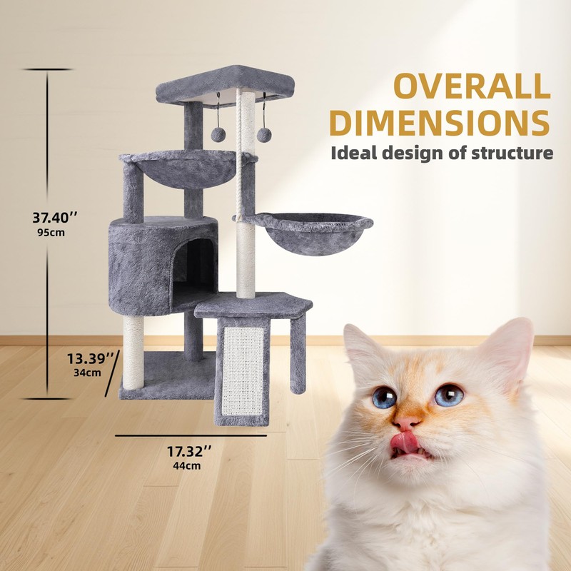 Xin Three Layer Cat Tree with Cat Condo and Two
