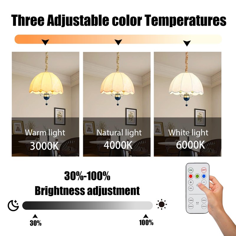 SiJiMingyue Rechargeable Battery Operated Light Bulbs for Non-Hardwired Fixtures with