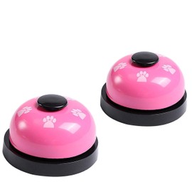 Cian Set of 2 Pet Metal Training Bells. Pet Eating, Potty Training and Communication Device Ringer Pet Interactive Toy. Dog & Cat Training Clicker (Pink - Pink)