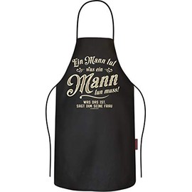 RAHMENLOS Barbecue Apron Cooking Apron Kitchen Apron as a Gift for Men: Ein Mann tut was er tun muss – Pure Cotton, black
