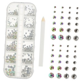 WOONEKY 1set DIY Flat Diamond Nail Art Accessories Nail Charm Manicure Gems Rhinestones for Crafts Glue for Rhinestones