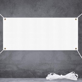 Large Banners and Signs, Banner Blank, Vinyl Banner 2x6 Ft, White Polyester Oxford Cloth Blank Banner, Sublimation Banners DIY Banner with Rope for Indoor Wall Outdoor Business Office Party Supply