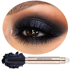 Black Eyeshadow Stick For Eye Makeup, Cream Shimmer Smooth Glitter Palette Single Matte Liquid Primer Base Powder Eyeshadow Pencil, Hypoallergenic Natural Waterproof Long Lasting Eye Shadow, Black Blue Eyeliner Pen, Multi-Dimensional Eyes Look （Black Shim