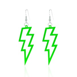 Vavhoo Punk 80s 90s Neon Earrings for Women Lightning Bolt Jewelry Retro Neon Earring Dangle Costume 80's Party Accessories, Acrylic, No Gemstone
