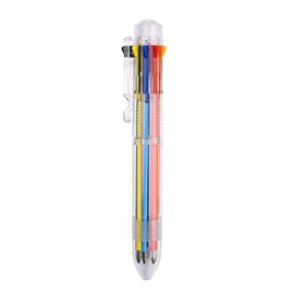 NAUZE Eight-Color Ballpoint Pen Push Ballpoint Pen Stationery Transparent Chart 8-in-1 Retractable Ballpoint Pen School Supplies (12)