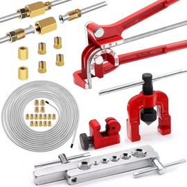 Tnisesm 3/16Inch Brake Line kit Include Zinc-Plated Brake Lines with Fitting (16Pcs Fittings,2Pcs Unions+4Pcs Nut) Brake line Bender Single Flare Tool,Cutter 3/16Inch Brake line kit