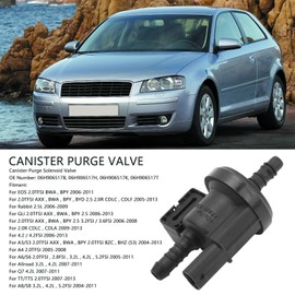 Canister Purge Solenoid Valve, 06H906517B 06H906517H Antiwear ABS Excellent Sealing Quick Response Reliable Sturdy Vacuum Purge Valve Solenoid for A3 S3 Fuel Evaporation Purge Valve