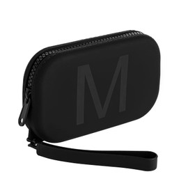 JOVAKIT Small Portable Silicone Alphabet Makeup Bag for Women, Travel Waterproof Cosmetic Bag Gifts for Women, Zipper Closure Make Up Case with Handle, Travel Storage Organizer Pouch (Black M)