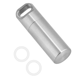 Los titulares de pastillas, una sola cámara de acero inoxidable a prueba de agua llavero caja de la píldora supervivencia caja de la botella de la píldora organizador contenedor(M)