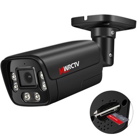 MWRCTV 8MP POE Security Camera 4K POE IP Bullet Camera 2.8mm110°Wide Angle Lens,AI Human/Vehicle Detection,2 Way Talk,Color Night Vision,Up to 512GB MicroSD Card,Full Metal Case,24/7 Recording(Black)