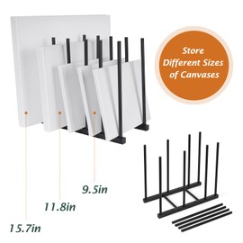 ikkle Art Storage Rack Painting Canvas Storage Rack for Display, Metal Drawing Printing Rack for Canvas Frames, Black