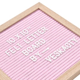 Felt Letter Board with 294 Letters, Numbers & Symbols - 10 x 10 inch Changeable Message Board with Wooden Frame Wall Mount Hook, (Pink Board & Wood Frame)