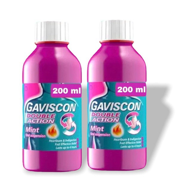 Gaviscon Double Action Peppermint (200 Ml X 2 Bottles) (Packaging May Vary)