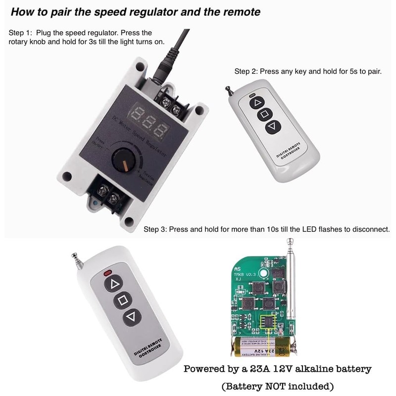 DC 12V Electric Vibration Motor with Speed Controller & Remote