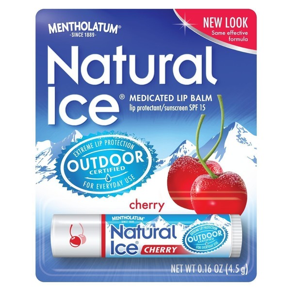 Mentholatum Natural Ice Lip Protectant SPF 15, Cherry Flavor, 0.16-Ounce Tubes (Case of 72)