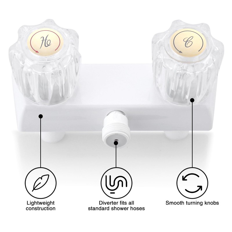 RV Shower Faucet with Shower Head and Hose, 4" ABS