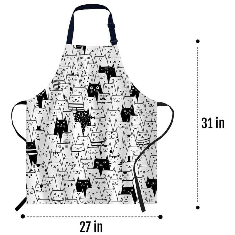 Smooffly Cute Cats Apron,Adjustable Neck Bib Apron for Men Women,Suitable
