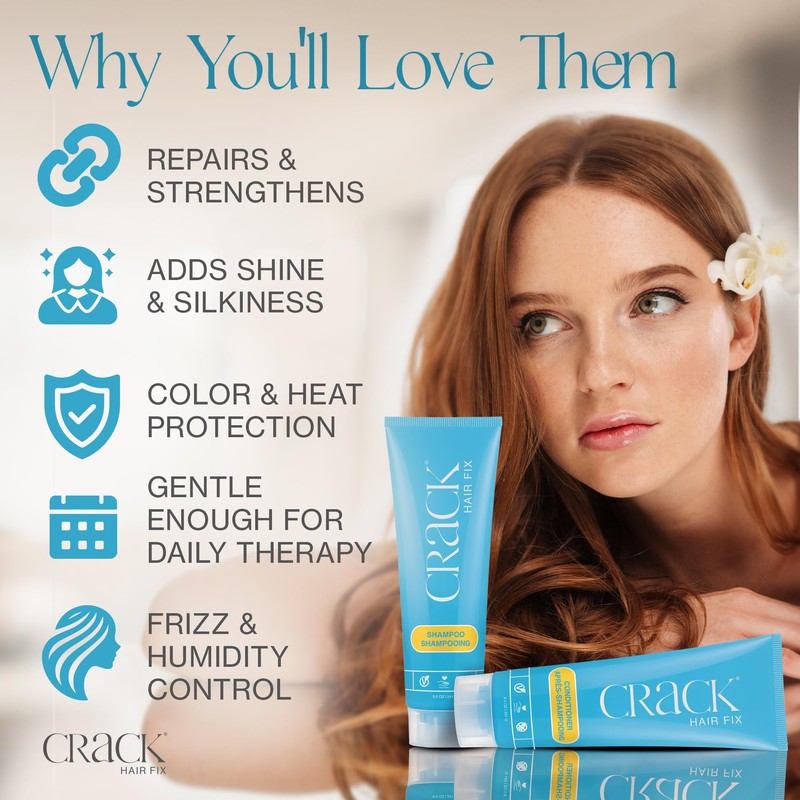 CRACK HAIR FIX Shampoo and Conditioner Set, 8.5 oz Each