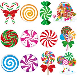 Clabby 60 Pcs Christmas Candy Bulletin Board Decorations Set Candyland Paper Cutouts Peppermint Lollipop Classroom Decorations Bulletin Border for Xmas Party Ornaments School Teacher Chalkboard