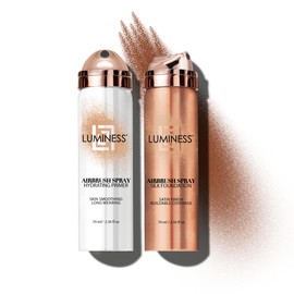LUMINESS Silk Airbrush Spray Foundation & Primer Kit - Full Coverage Foundation, Anti-Aging Formula Hydrates & Moisturizes with Hyaluronic Acid, Aloe Vera & Hydrolyzed Silk (Shade - Light Rich)