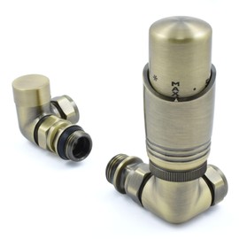 Thermostatic Radiator Valve Corner TRV – Zeta (Antique Brass)
