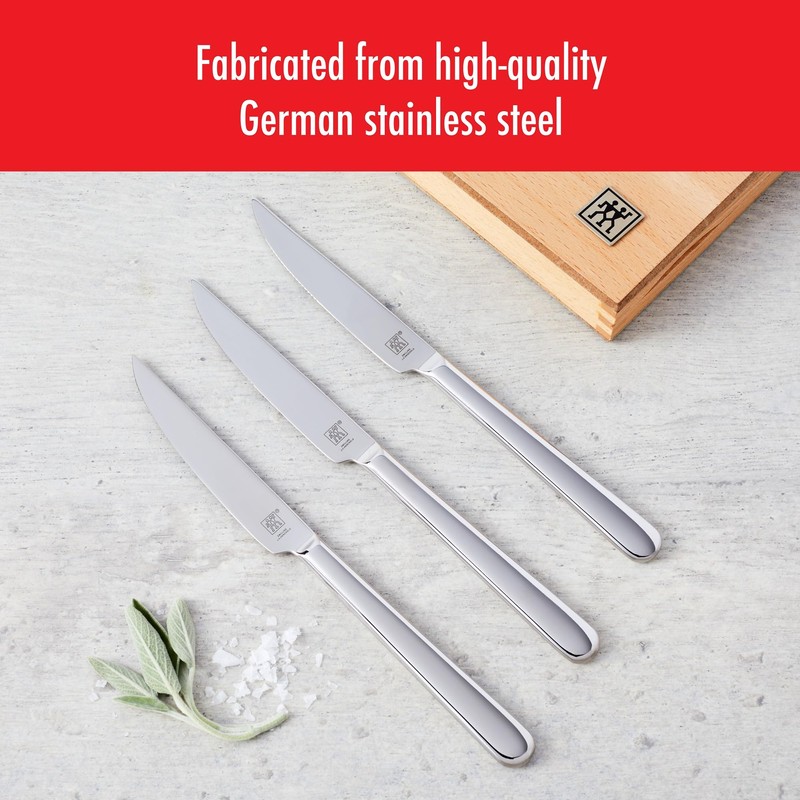 ZWILLING Contemporary Steak Knife Set of 8, Oval handle, Stainless