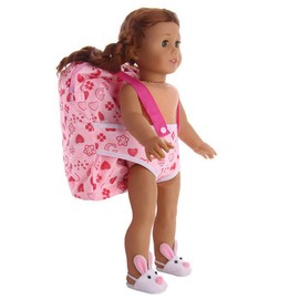 TianBo Baby Doll Pink Carrier Backpack Doll Accessories, Storage for Doll Clothes and Accessories for 15 Inch to 18 Inch Dolls