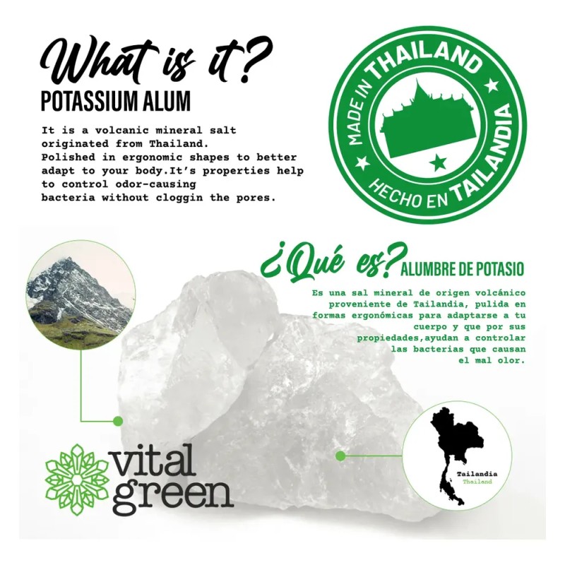 Vital Green Desodorante Cristal Alumbre 60gr (paquete 3 Und)