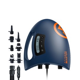 OutdoorMaster 20PSI High Pressure SUP Air Pump Shark - Intelligent Dual Stage Inflation & Auto-Off & Deflation, 12V DC Car Connector, for Inflatable Stand Up Paddle Boards, Boats (Dark Blue)