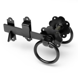 ZAVIA Garden Ring Gate Latch for Garden Gates 6” Door Latch Powder Coated Solid Handle Gate Catches for External Door