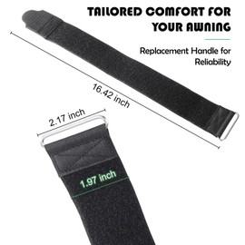 EAORBD RV Awning Arm Safety Strap for 2" x 16" Camper Awning Strap, Fixed Awning Straps for Protection Awnings, Black - 2 Pieces (Black, 2" x 16")