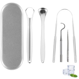 WORUIB 6 Sets Tongue Scraper, Tongue Cleaner with Travel Case,Stainless Steel Tongue Cleaner Tool for Fresh Breath,Reusable Tongue Scrapers for Adults