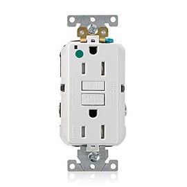 Leviton 15A-125V Extra-Heavy Duty Hospital Grade Tamper-Resistant Duplex Self-Test GFCI Receptacle, 15-Amp, GFTR1-HGW, White