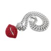 GWOOD Kissing Lips with Red Rhinestones 18 Inch 9mm Cuban