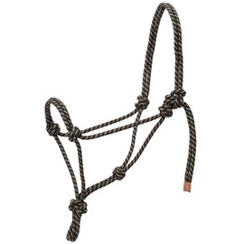 Weaver Leather Diamond Braid Rope Halter , Black/Tan/White, Average Horse