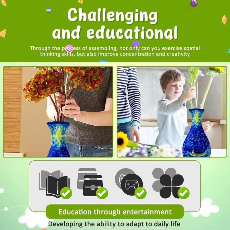 3D Puzzle Vase, 3D Arts Puzzle Vase for Adults Arc