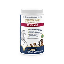 V-POINT Senior Vital to strengthen the defenses - support heart function - premium herbal powder for horses and dogs - with vitamin C, fenugreek, black cumin, rose hips (500 g)