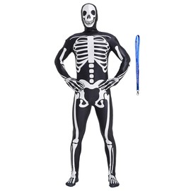 Full Bodysuit Unisex Spandex Stretch Adult Costume Zentai Disappearing Man Body Suit (Skeleton, X-Large)