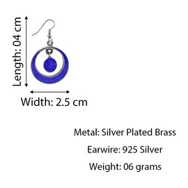 Compressed Lapis Lazuli Gemstone Inlay Drop Dangle 925 Silver Plated Fashion Contemporary Earrings for Women & Teens Designer Party Gift jewelry