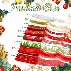 DYTGUIXE 9 Rolls of Christmas Ribbons, Christmas Gift Ribbon, Wedding Ribbon, 3 Sizes Grosgrain Ribbon, Decorative Fabric Ribbon, Satin Ribbon, Christmas Decorative Ribbons for Gift Boxes, Bags and