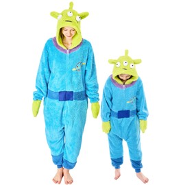 GONAAP Adult Onesie Pajamas Sherpa Animal One Piece Cosplay Costume for Women Men(Alien,4-5T)