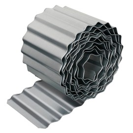 Worth Garden Wide-Corrugated Galvanized Steel Landscape Lawn Edging - 8" x 20' Flexible Sturdy Garden Long Strips of Metal Edging for Raised Flower Bed Tree Surrounds